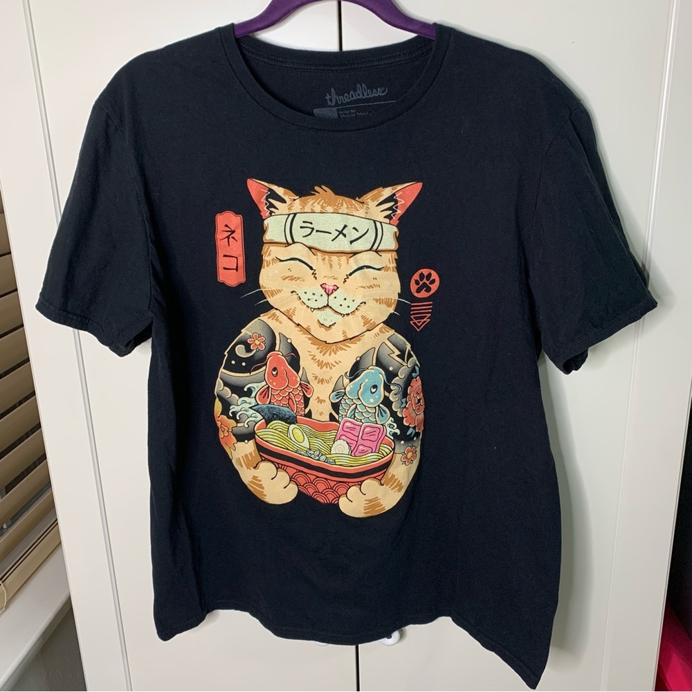 Threadless Japanese Sushi Cat Graphic Print T-Shirt